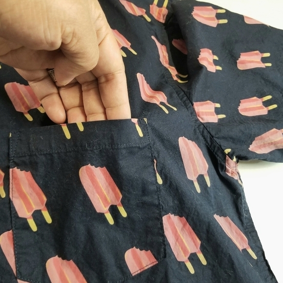 Public Art Black Pink Popsicle Shortsleeve Fun Summer Beach Casual Shirt , L - Picture 8 of 12